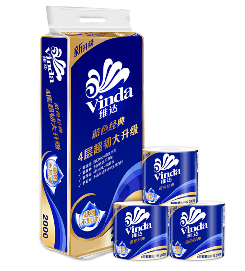 维达(Vinda) 卷纸 蓝色经典4层200g卫生纸巾*10卷